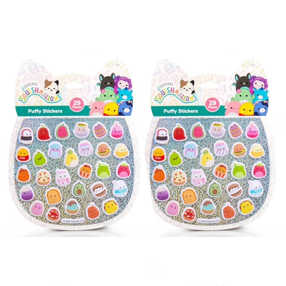 New Set of 2 Puffy Squishmallow Sticker Sheets - Foodie Theme